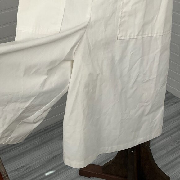 Bob Evans Romper Women 8 White Embroidered Jumpsuit Wide Leg Midi Uniform VTG - Picture 2 of 10